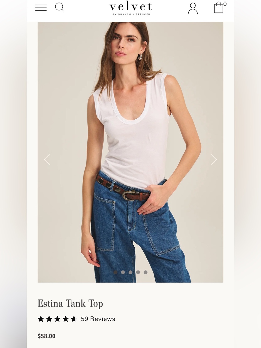 Velvet by Graham & Spencer White Scoop Neck Tank